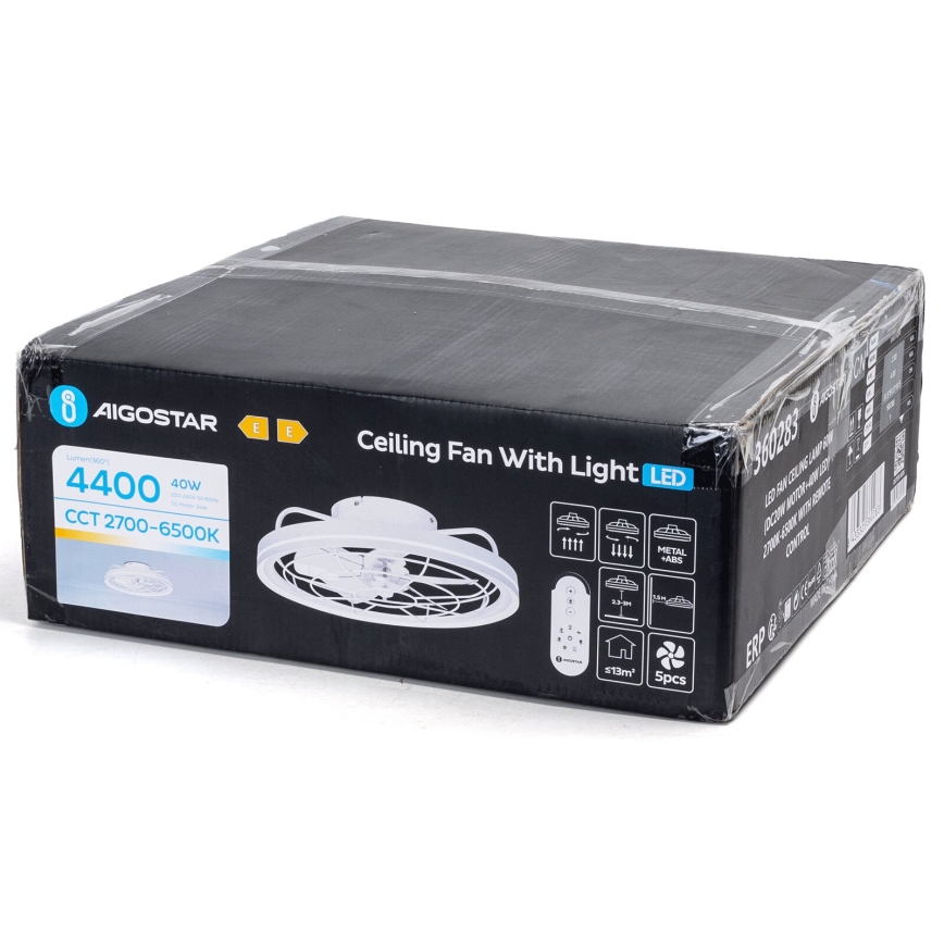 Aigostar - LED Prigušivi plafonski ventilator LED/40W/230V 2700-6500K pr. 48 cm + Daljinski upravljač bela
