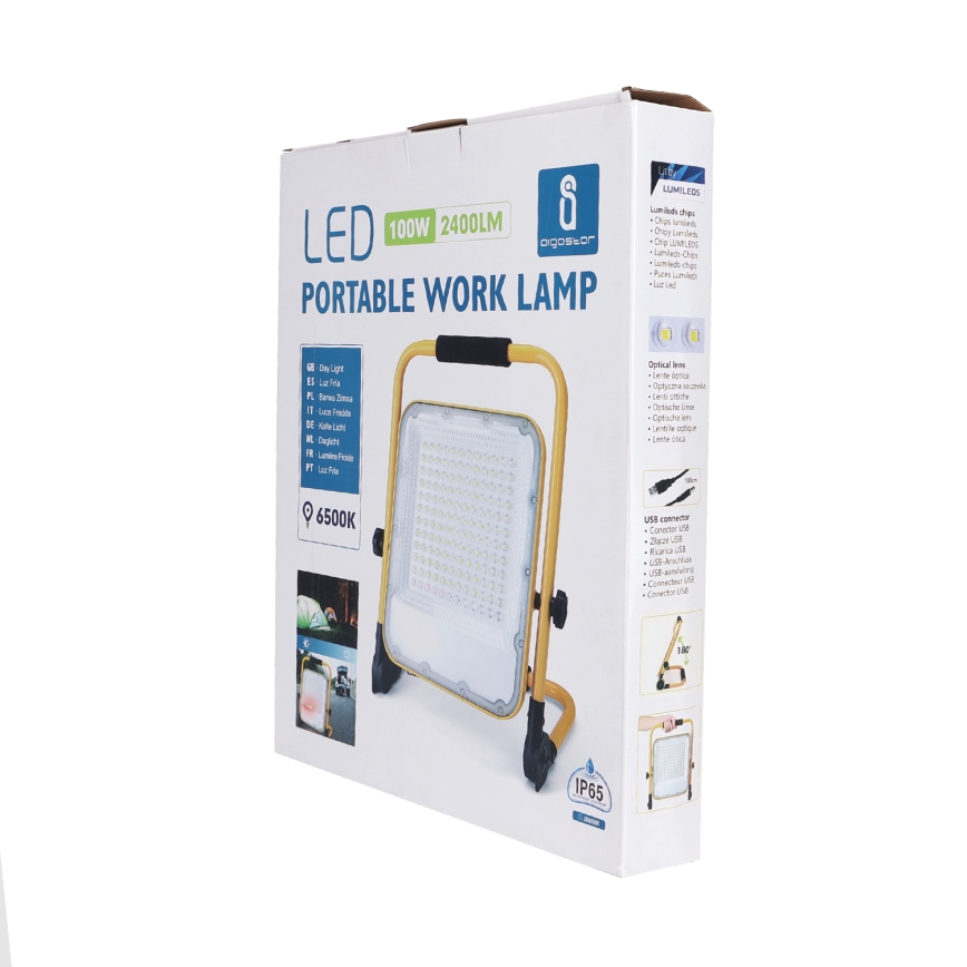 Aigostar - LED Prigušivi punjivi reflektor LED/100W/5V 6500K IP65 15000 mAh