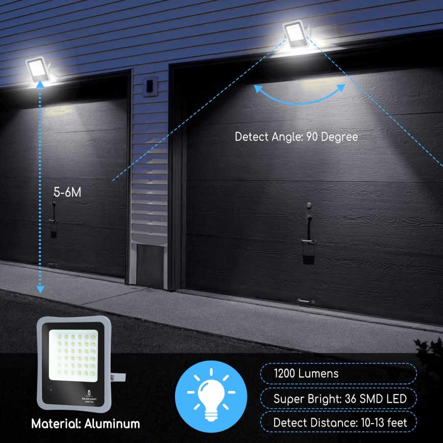 Aigostar - LED Prigušivi solarni reflektor LED/100W/3,2V IP65 10000 mAh + Daljinski upravljač