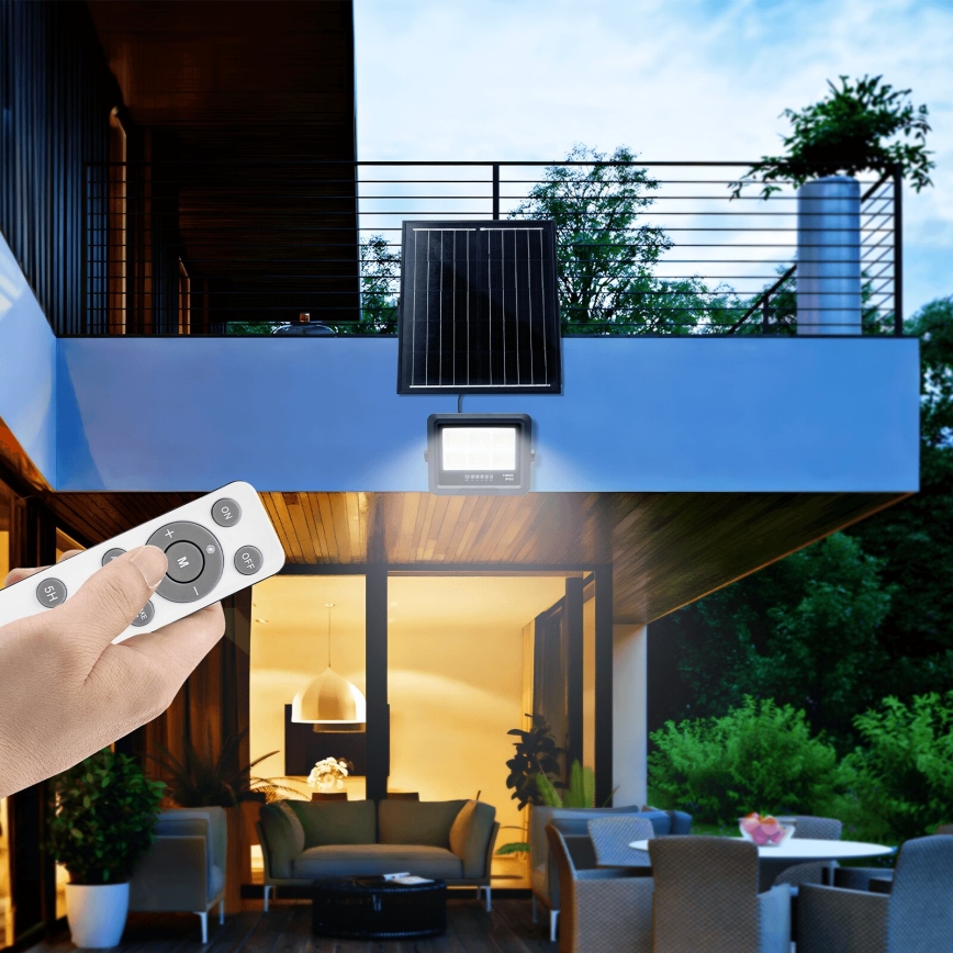 Aigostar - LED Prigušivi solarni reflektor LED/100W/3,4V IP65 + Daljinski upravljač