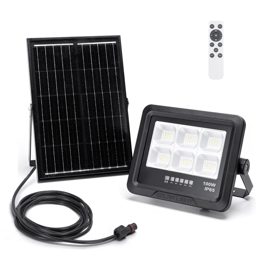 Aigostar - LED Prigušivi solarni reflektor LED/100W/3,4V IP65 + Daljinski upravljač