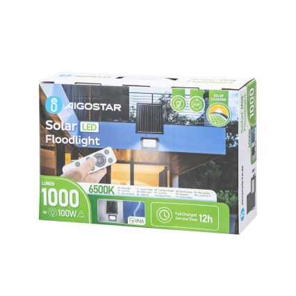 Aigostar - LED Prigušivi solarni reflektor LED/100W/3,4V IP65 + Daljinski upravljač