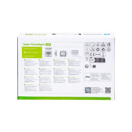 Aigostar - LED Prigušivi solarni reflektor LED/100W/3,4V IP65 + Daljinski upravljač