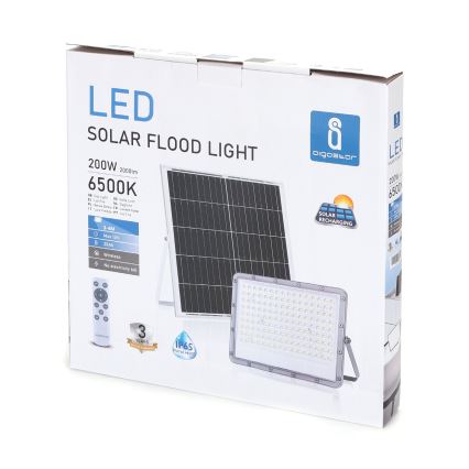 Aigostar - LED Prigušivi solarni reflektor LED/200W/3,2V IP65 + Daljinski upravljač