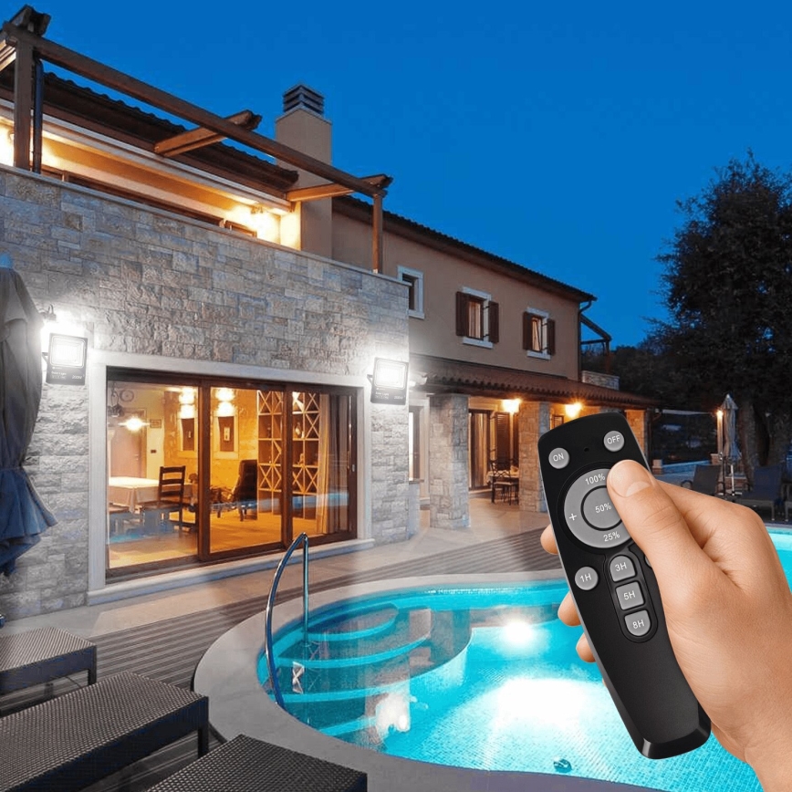 Aigostar - LED Prigušivi solarni reflektor LED/200W/3,2V IP66 + Daljinski upravljač
