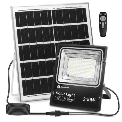Aigostar - LED Prigušivi solarni reflektor LED/200W/3,2V IP66 + Daljinski upravljač