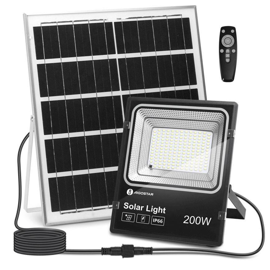 Aigostar - LED Prigušivi solarni reflektor LED/200W/3,2V IP66 + Daljinski upravljač
