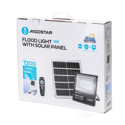 Aigostar - LED Prigušivi solarni reflektor LED/200W/3,2V IP66 + Daljinski upravljač
