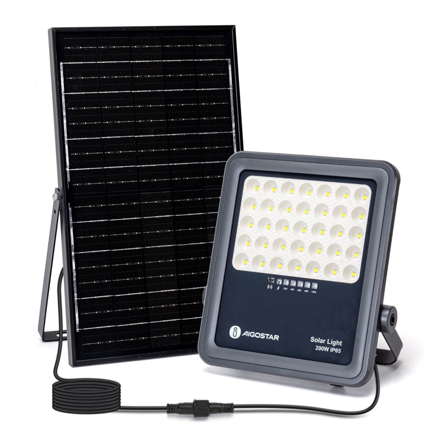 Aigostar - LED Prigušivi solarni reflektor LED/200W/3,4V IP65 + Daljinski upravljač