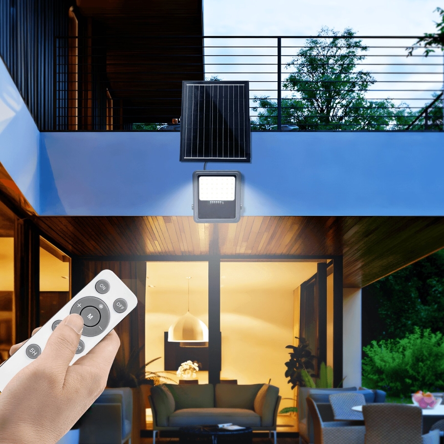 Aigostar - LED Prigušivi solarni reflektor LED/200W/3,4V IP65 + Daljinski upravljač