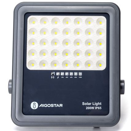 Aigostar - LED Prigušivi solarni reflektor LED/200W/3,4V IP65 + Daljinski upravljač