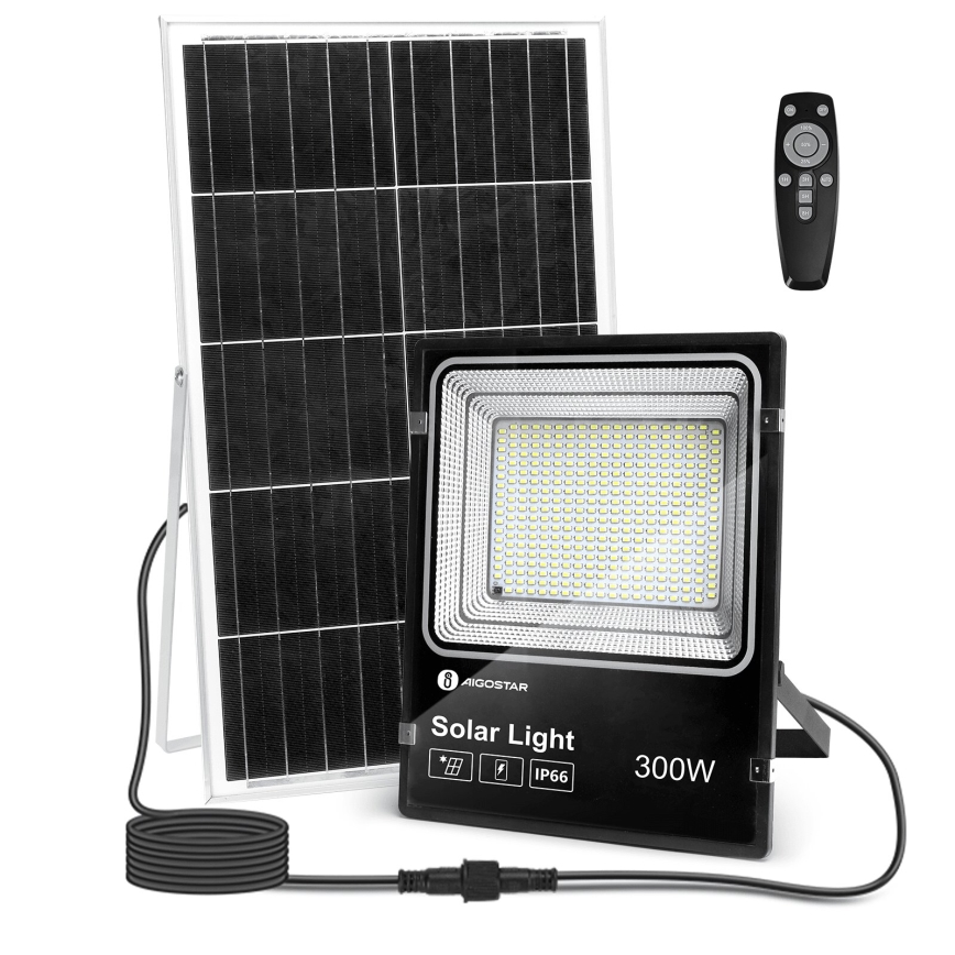 Aigostar - LED Prigušivi solarni reflektor LED/300W/3,2V IP66 + Daljinski upravljač