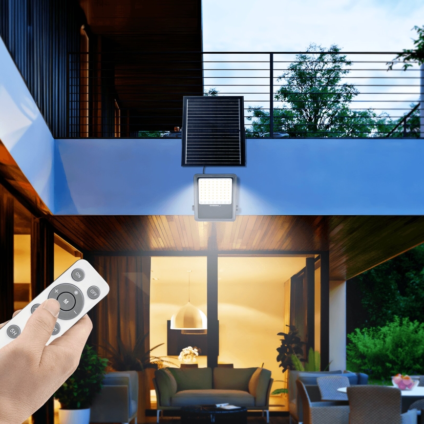 Aigostar - LED Prigušivi solarni reflektor LED/300W/3,4V IP65 + Daljinski upravljač