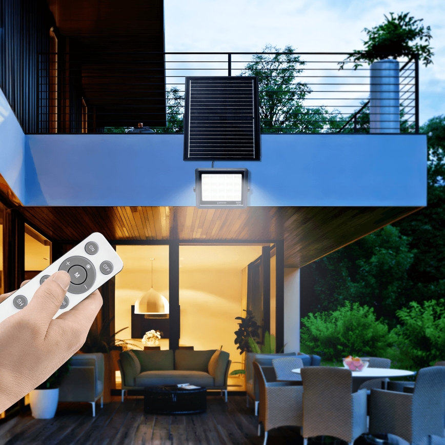 Aigostar - LED Prigušivi solarni reflektor LED/300W/3,4V IP65 + Daljinski upravljač