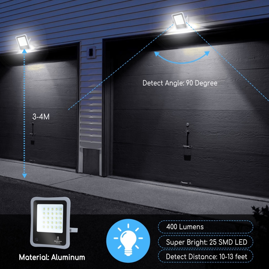 Aigostar - LED Prigušivi solarni reflektor LED/30W/3,2V 20000 mAh IP67 + Daljinski upravljač