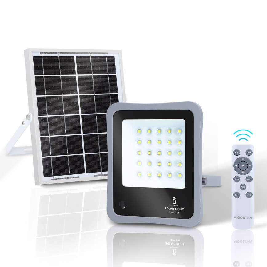 Aigostar - LED Prigušivi solarni reflektor LED/30W/3,2V 20000 mAh IP67 + Daljinski upravljač
