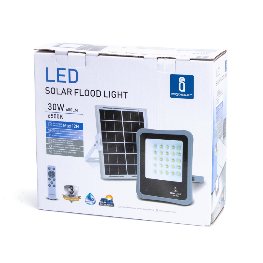 Aigostar - LED Prigušivi solarni reflektor LED/30W/3,2V 20000 mAh IP67 + Daljinski upravljač