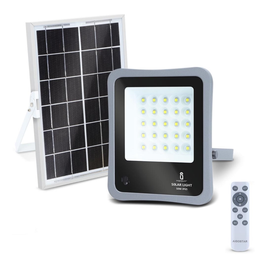 Aigostar - LED Prigušivi solarni reflektor LED/50W/3,2V IP65 6000 mAh + Daljinski upravljač