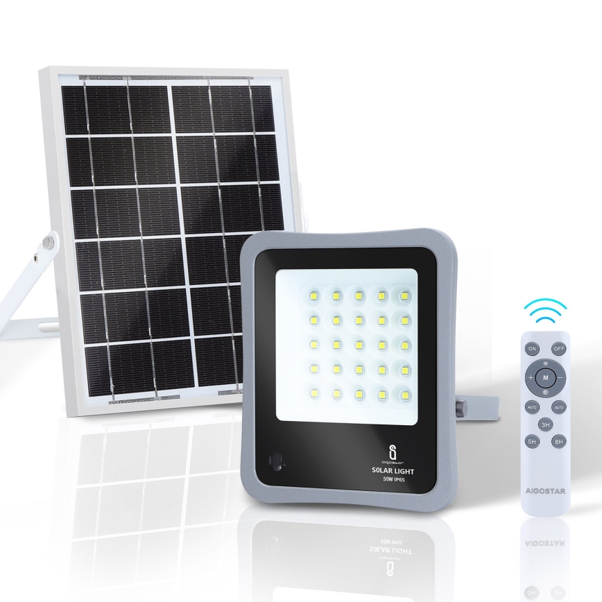 Aigostar - LED Prigušivi solarni reflektor LED/50W/3,2V IP65 6000 mAh + Daljinski upravljač