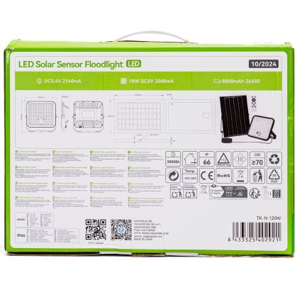 Aigostar - LED Prigušivi solarni reflektor sa senzorom LED/120W/3,4V 6500K IP66 + Daljinski upravljač