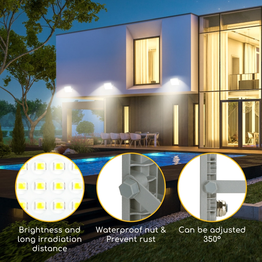 Aigostar - LED Reflektor LED/100W/230V sivo 4000K IP65