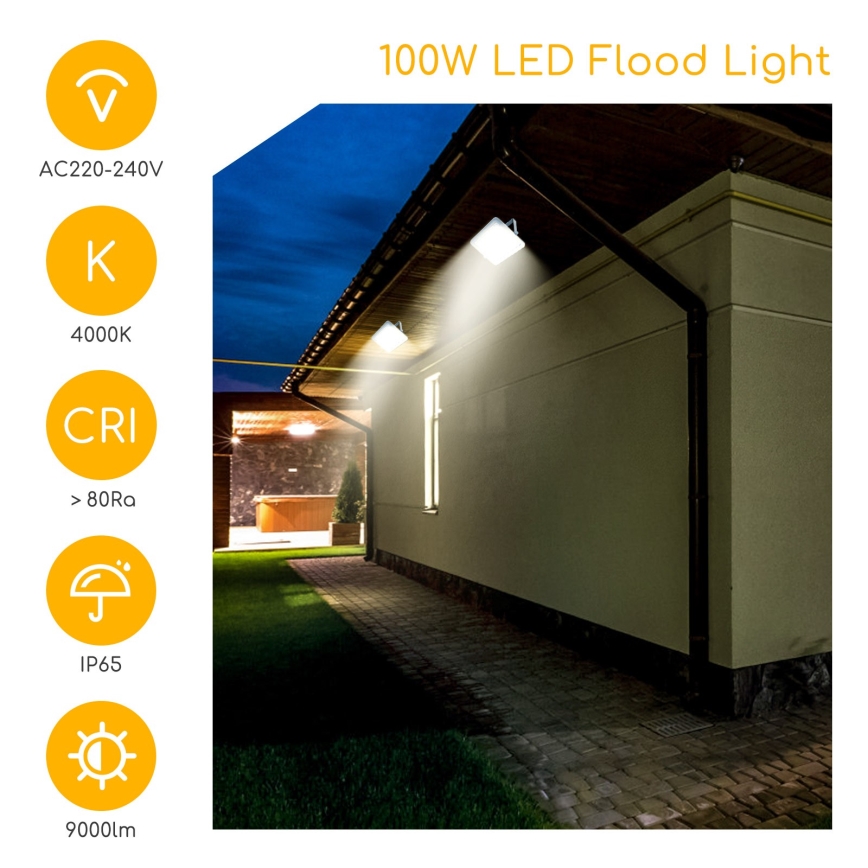Aigostar - LED Reflektor LED/100W/230V sivo 4000K IP65