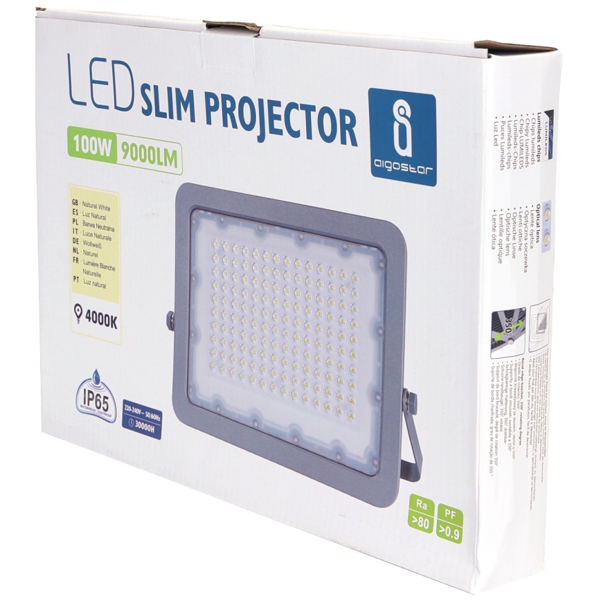 Aigostar - LED Reflektor LED/100W/230V sivo 4000K IP65