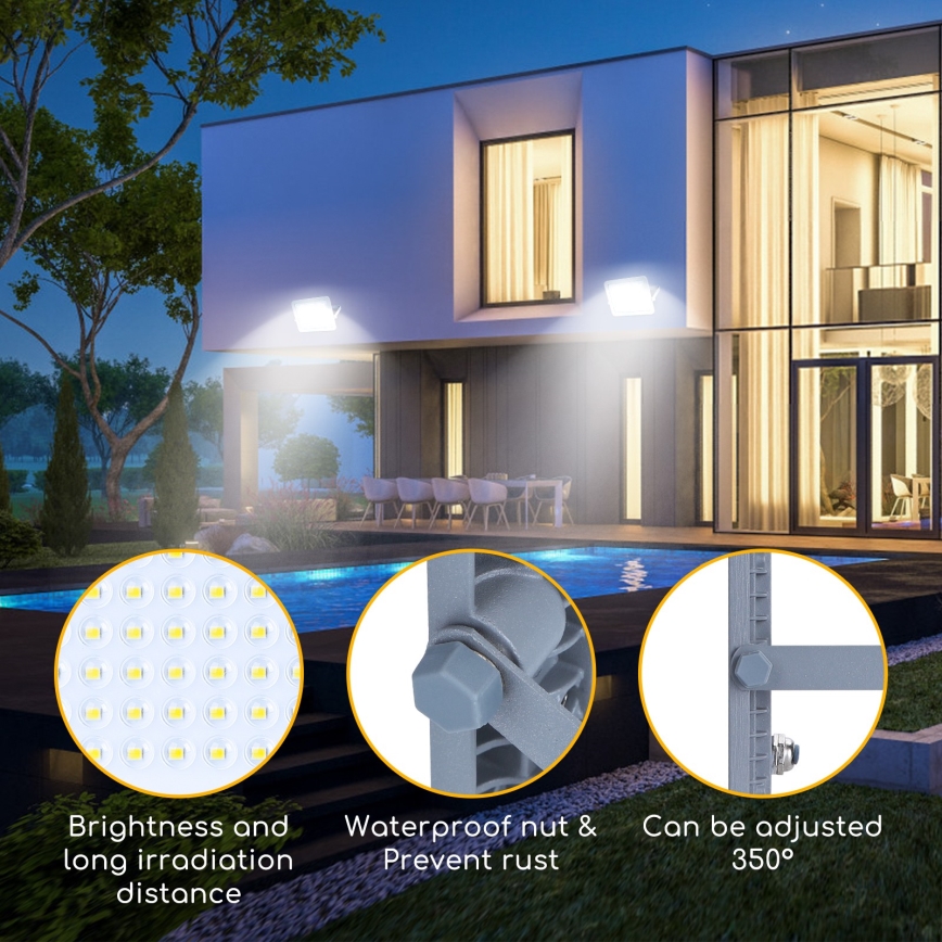 Aigostar - LED Reflektor LED/150W/230V sivo 6500K IP65