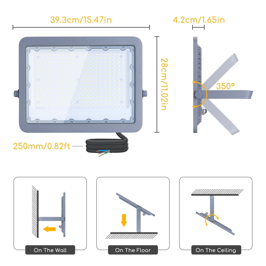 Aigostar - LED Reflektor LED/200W/230V sivo 6500K IP65