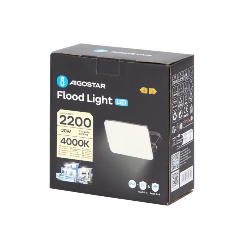 Aigostar - LED Reflektor LED/20W/230V 4000K IP65 crno