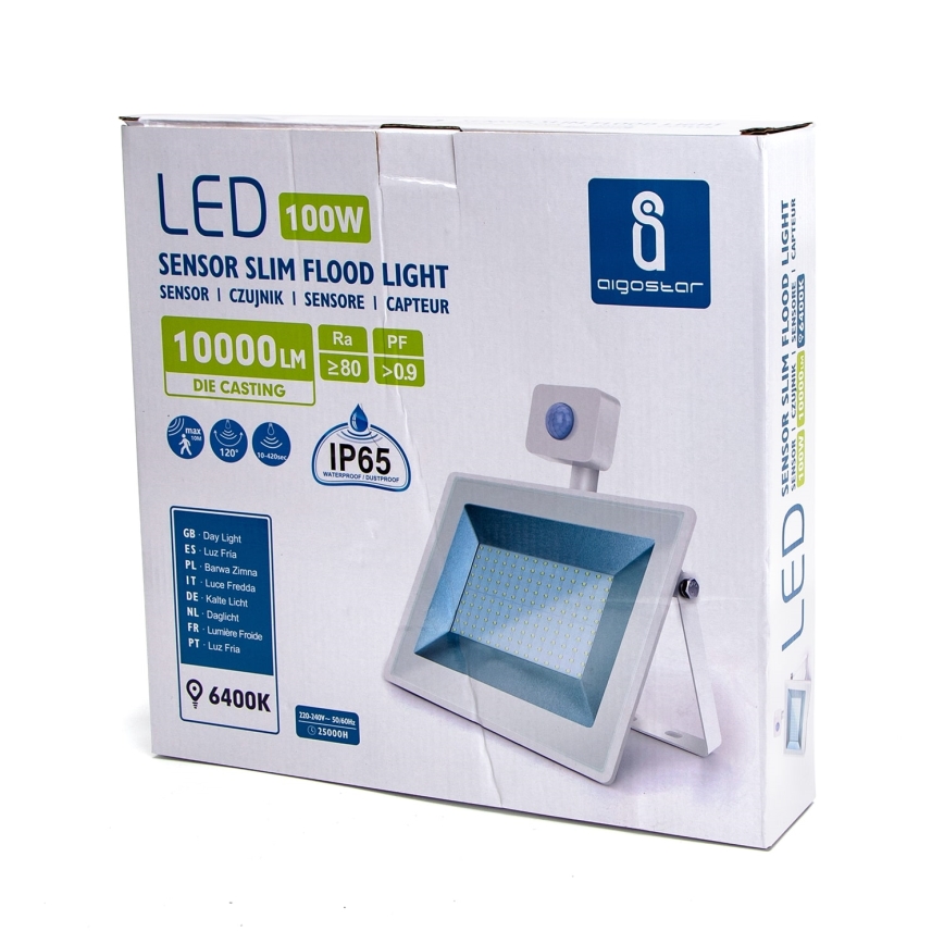 Aigostar - LED reflektor sa senzorom LED/100W/230V 6400K IP65 bela
