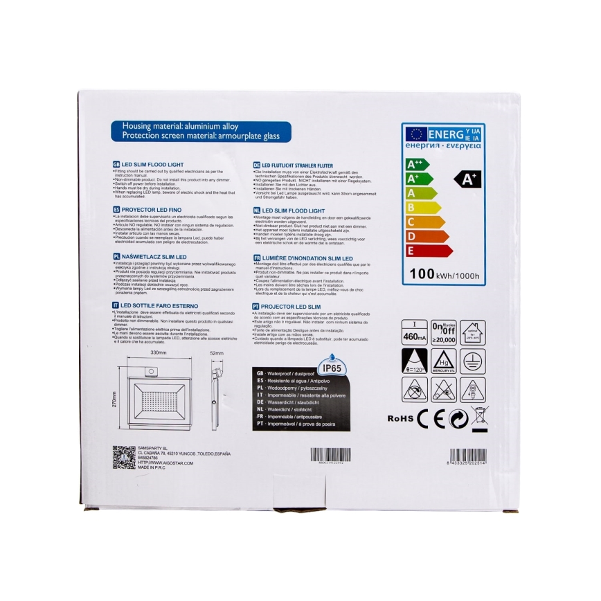 Aigostar - LED reflektor sa senzorom LED/100W/230V 6400K IP65 bela