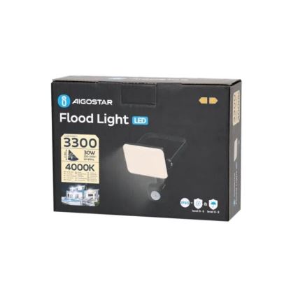 Aigostar - LED Reflektor sa senzorom LED/30W/230V 4000K IP65 crno