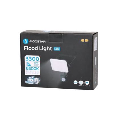 Aigostar - LED Reflektor sa senzorom LED/30W/230V 6500K IP65 crno