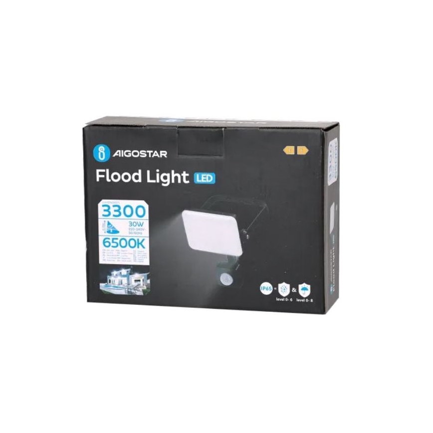 Aigostar - LED Reflektor sa senzorom LED/30W/230V 6500K IP65 crno