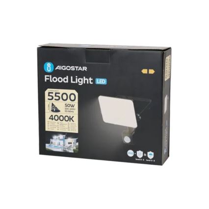 Aigostar - LED Reflektor sa senzorom LED/50W/230V 4000K IP65 crno