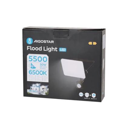 Aigostar - LED Reflektor sa senzorom LED/50W/230V 6500K IP65 crno