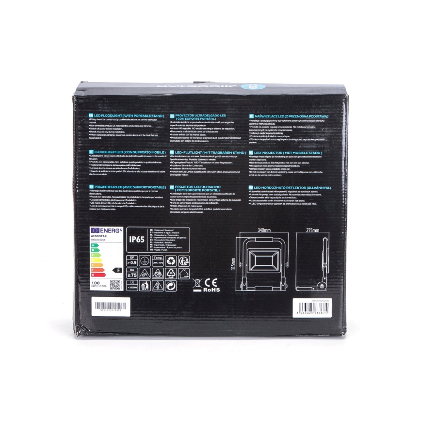 Aigostar - LED Reflektor sa stalkom LED/100W/230V 6500K IP65