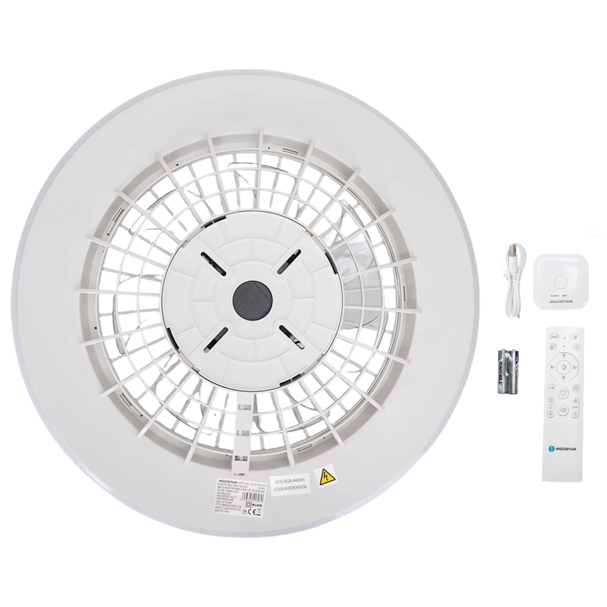 Aigostar - LED RGB Prigušiva plafonjera sa ventilatorom MESH LED/40W/230V 2700-6500K bela + Daljinski upravljač