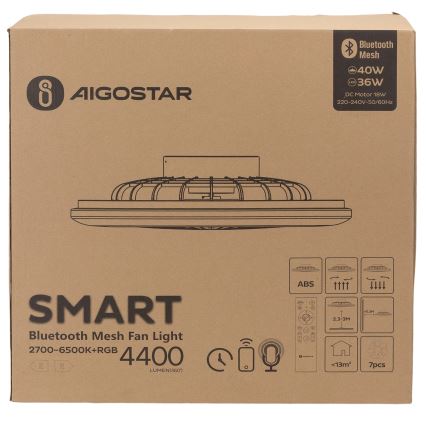 Aigostar - LED RGB Prigušiva plafonjera sa ventilatorom MESH LED/40W/230V 2700-6500K bela + Daljinski upravljač