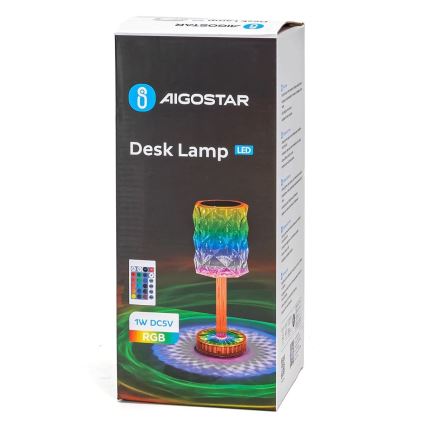Aigostar - LED RGB Prigušiva punjiva stona lampa LED/1W/5V 1800mAh 26 cm + Daljinski upravljač