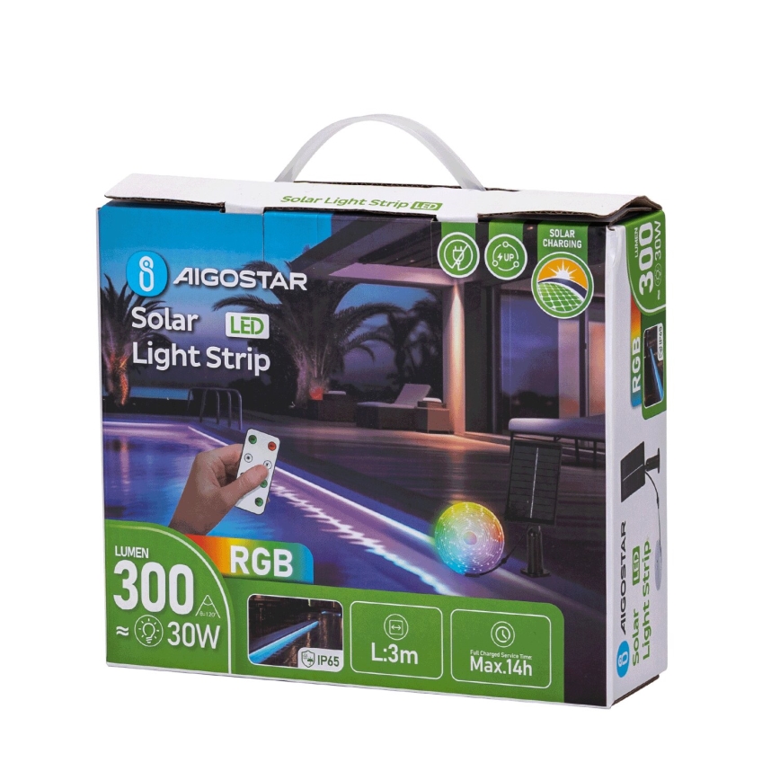 Aigostar - LED RGB Prigušiva solarna traka LED/1,6W/3,2V 5 m IP65 + Daljinski upravljač