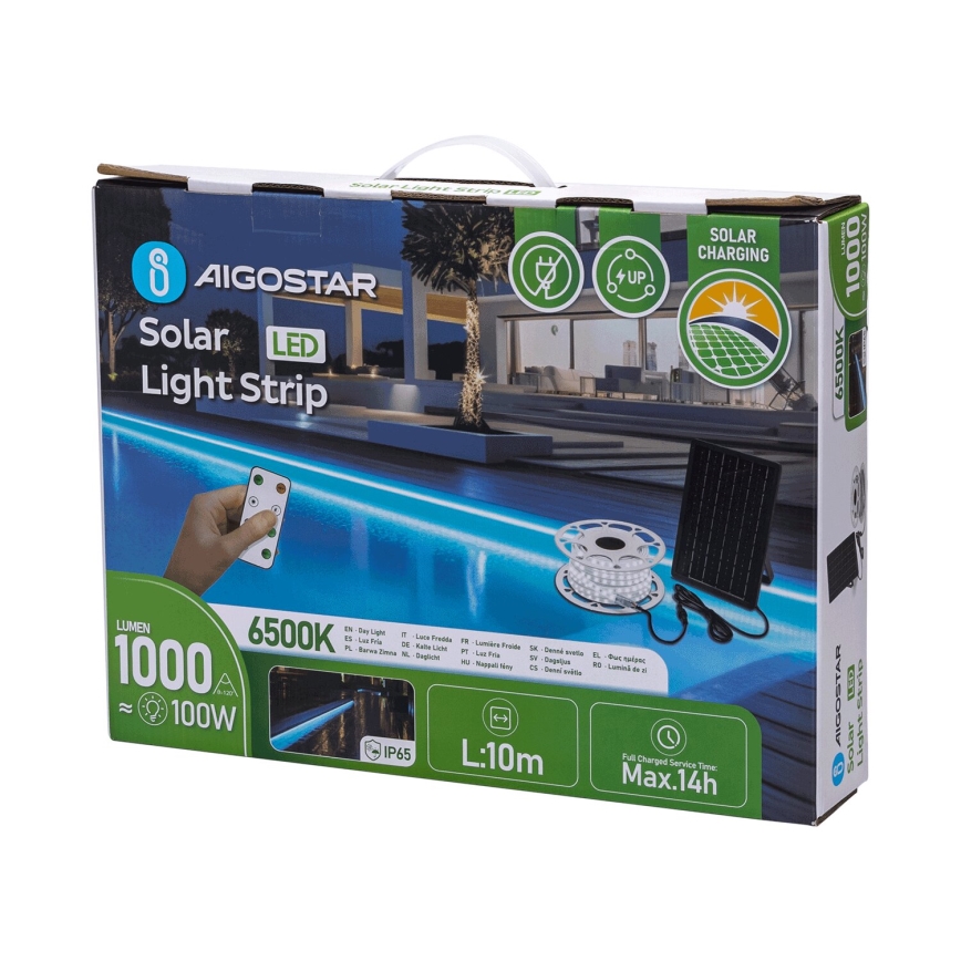Aigostar - LED RGB Prigušiva solarna traka LED/20W/3,2V 20 m 2700K IP65 + Daljinski upravljač