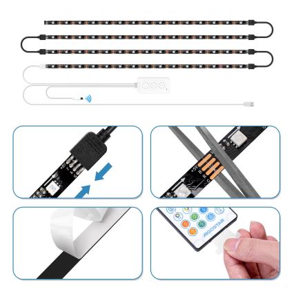 Aigostar - LED RGB Pametna prigušivi traka 4x0,5m LED/4,5W/5V Wi-Fi + Daljinski upravljač