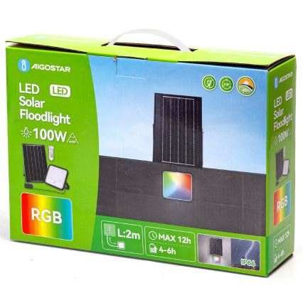Aigostar - LED RGB Prigušivi solarni reflektor LED/100W/3,4V IP66 + Daljinski upravljač