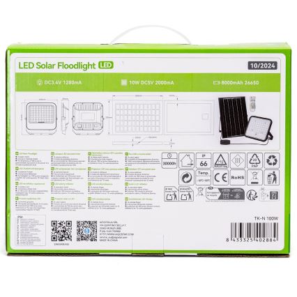Aigostar - LED RGB Prigušivi solarni reflektor LED/100W/3,4V IP66 + Daljinski upravljač
