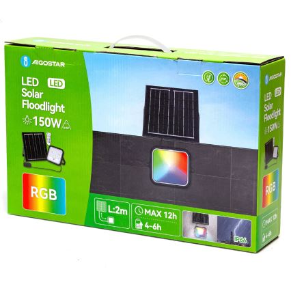 Aigostar - LED RGB Prigušivi solarni reflektor LED/150W/3,4V IP66 + Daljinski upravljač