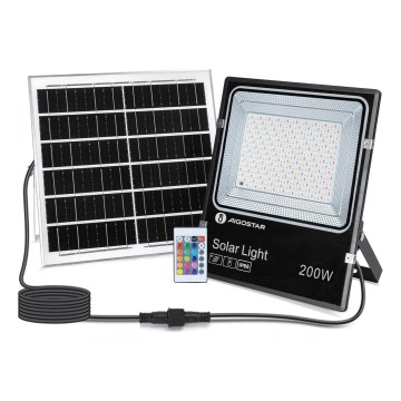 Aigostar - LED RGB Prigušivi solarni reflektor LED/200W/3,2V IP66 + Daljinski upravljač