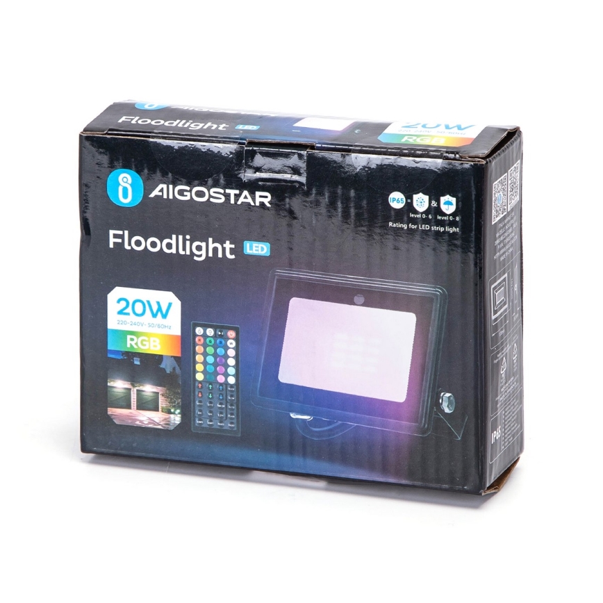 Aigostar - LED RGB reflektor LED/20W/230V IP65 + Daljinski upravljač
