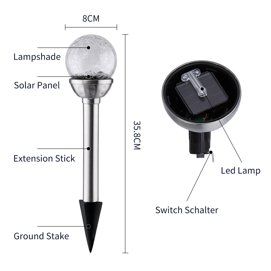 Aigostar - LED RGB solarna rasveta LED/0,08W/2V IP44 200 mAh